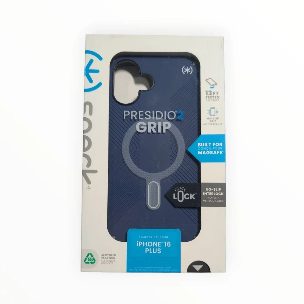 V5-O Speck Presidio2 Grip MagSafe w/ClickLock Case iPhone 16 Plus‎ - Blue
